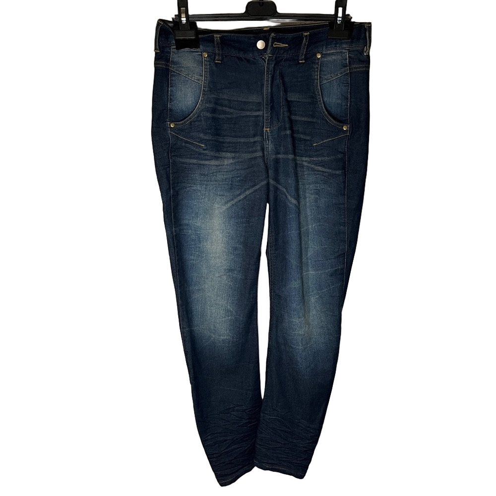 Reebok Womens High Rise Jeans Dark Blue Faded Wash